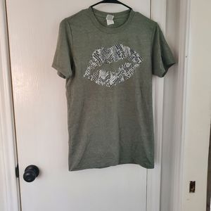 Green Snake Skin Print Kiss Tee Small